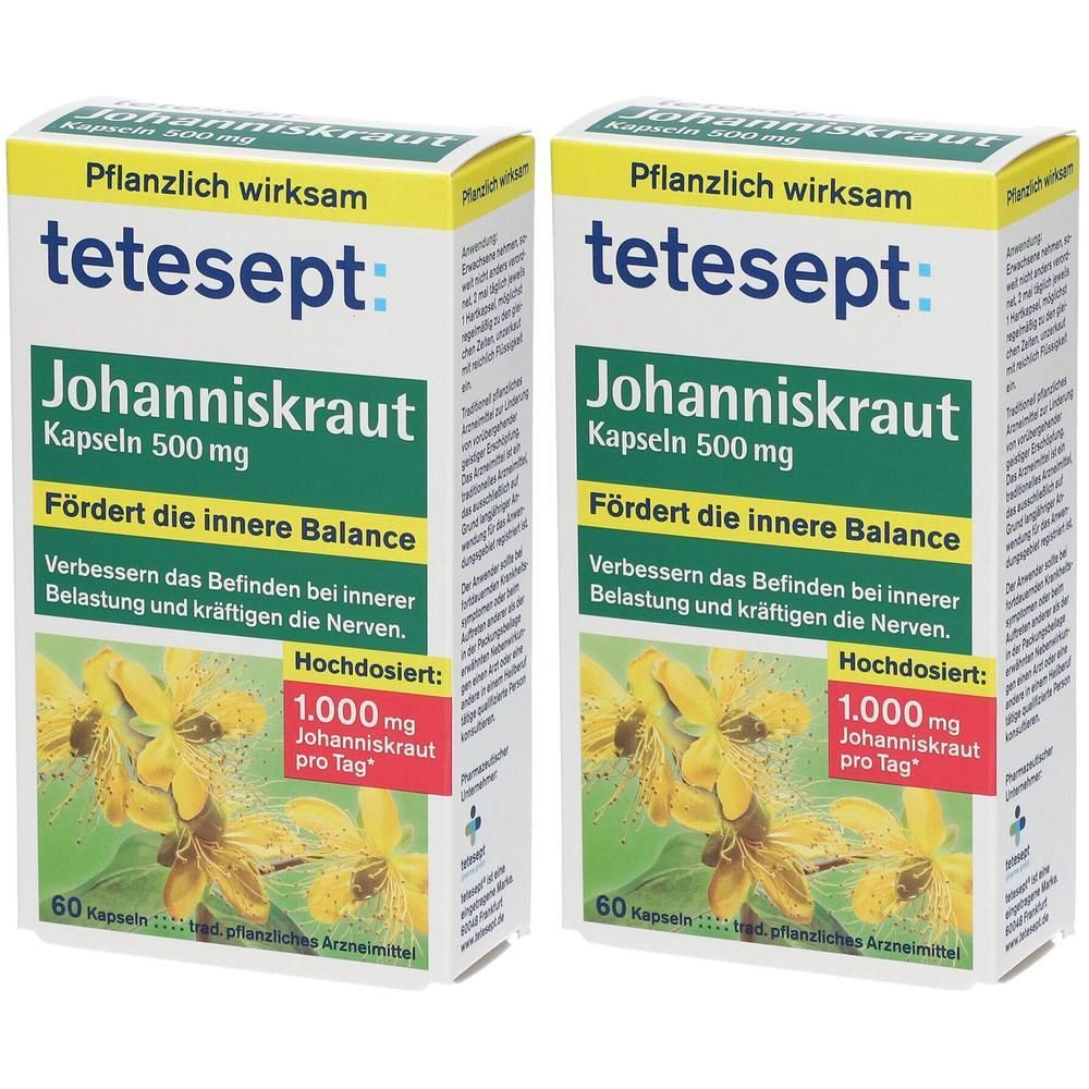 Tetesept Johanniskraut 500 mg Kapseln 2x 2x60 St Hartkapseln