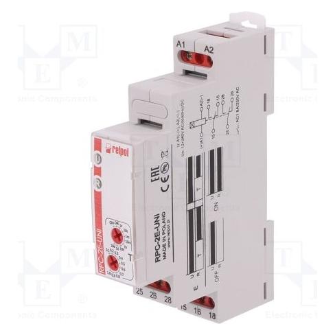Relpol Zeitrelais 2P 1sec-10days 12-240V AC/DC 50/60Hz ansprechverzögert RPC-2E-UNI (863196) (863196)