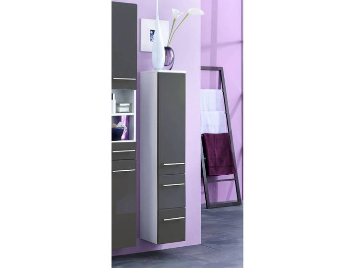Meuble midi 25cm Gris/Gris brillant