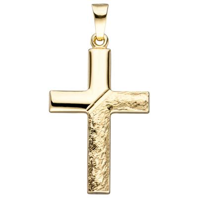 Kreuzanhänger JOBO "Anhänger Kreuz", gelb (gelbgold 585), Schmuckanhänger, Damen, Gelbgold 585, 585 Gold