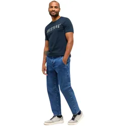 Mustang T-Shirt Print Austin in blauem Carbon-4XL