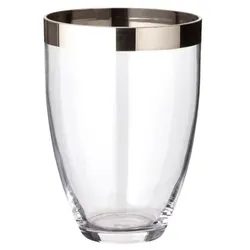 EDZARD Vase Charlotte, mundgeblasenes Kristallglas mit Platinrand, Höhe 20 cm, Durchmesser 15 cm