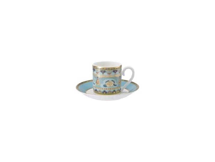 Villeroy & Boch Samarkand Aquamarin Espressotasse mit Untertasse, 50 ml, Espresso-Set für 1 Person mit orientalischem Dekor, Premium Bone Porcelain, Mehrfarbig/Blau