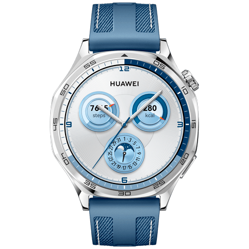 Huawei Watch GT 5 46mm Silber (Blaues Textilarmband)
