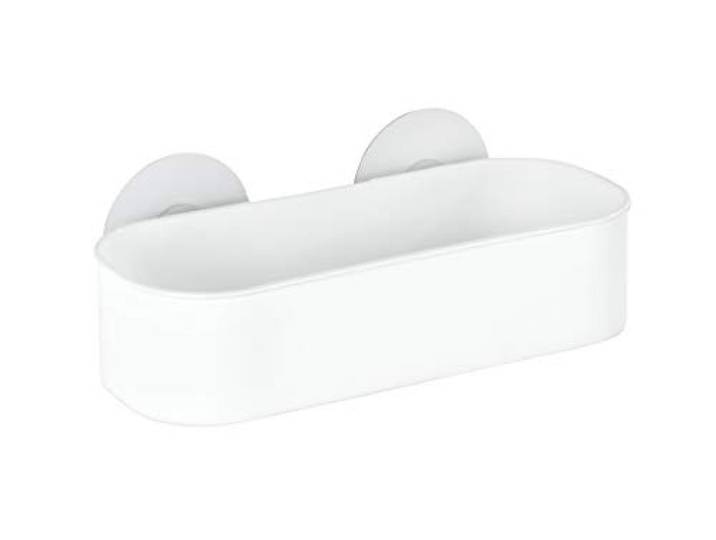 WENKO Static-Loc® Wandablage Osimo, Befestigung ohne Bohren, Duschablage für Seife, Shampoo, & Co., praktisches Wandregal fürs Badezimmer aus bruchsicherem, weißem Kunststoff, 27 x 9,5 x 12 cm