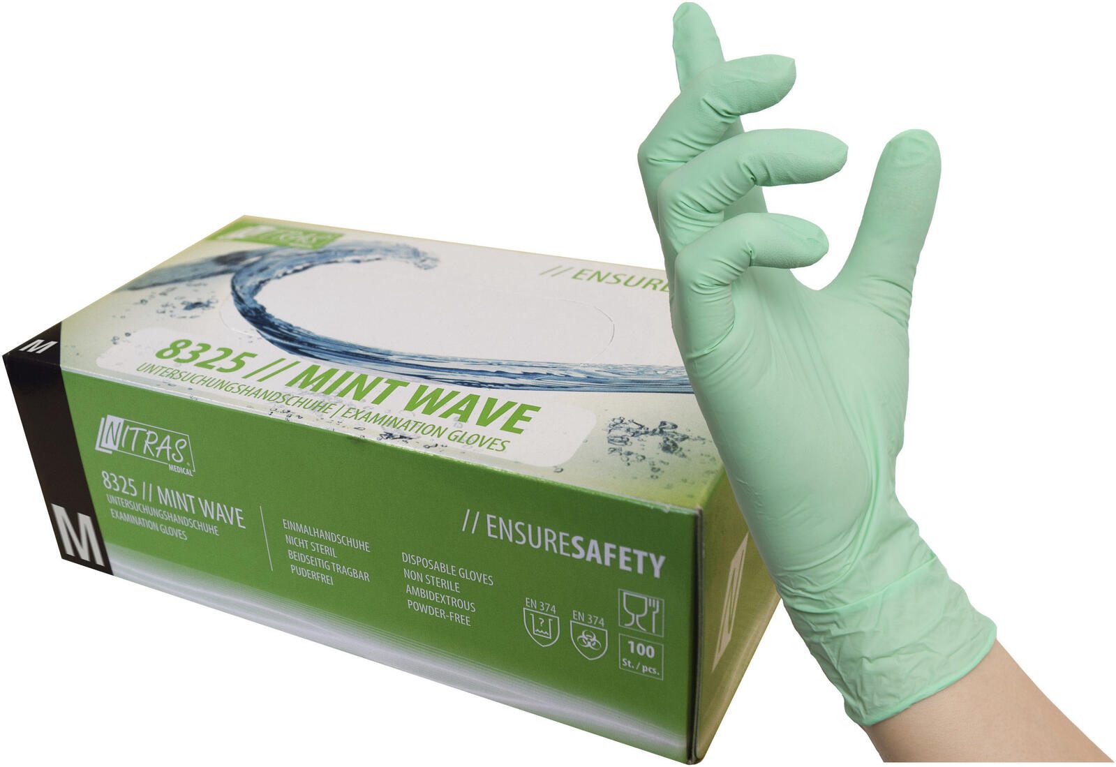 NITRAS® Einmalhandschuhe MINT WAVE M grün 8325