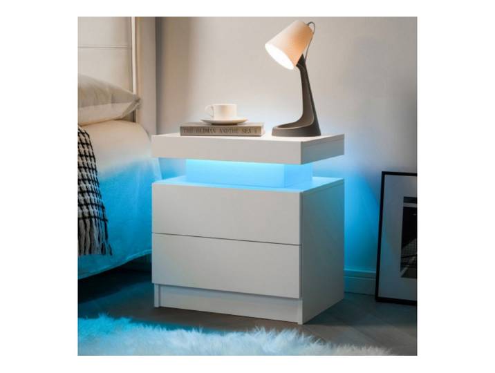 ANYSUN Nachtkonsole Nachttisch mit LED, Nachtkonsole mit 2 Schubladen & Stauraum, Mit einstellbarer Lichtfarbe, für Schlaf-, Wohn-, Büro- & Gästezimmer