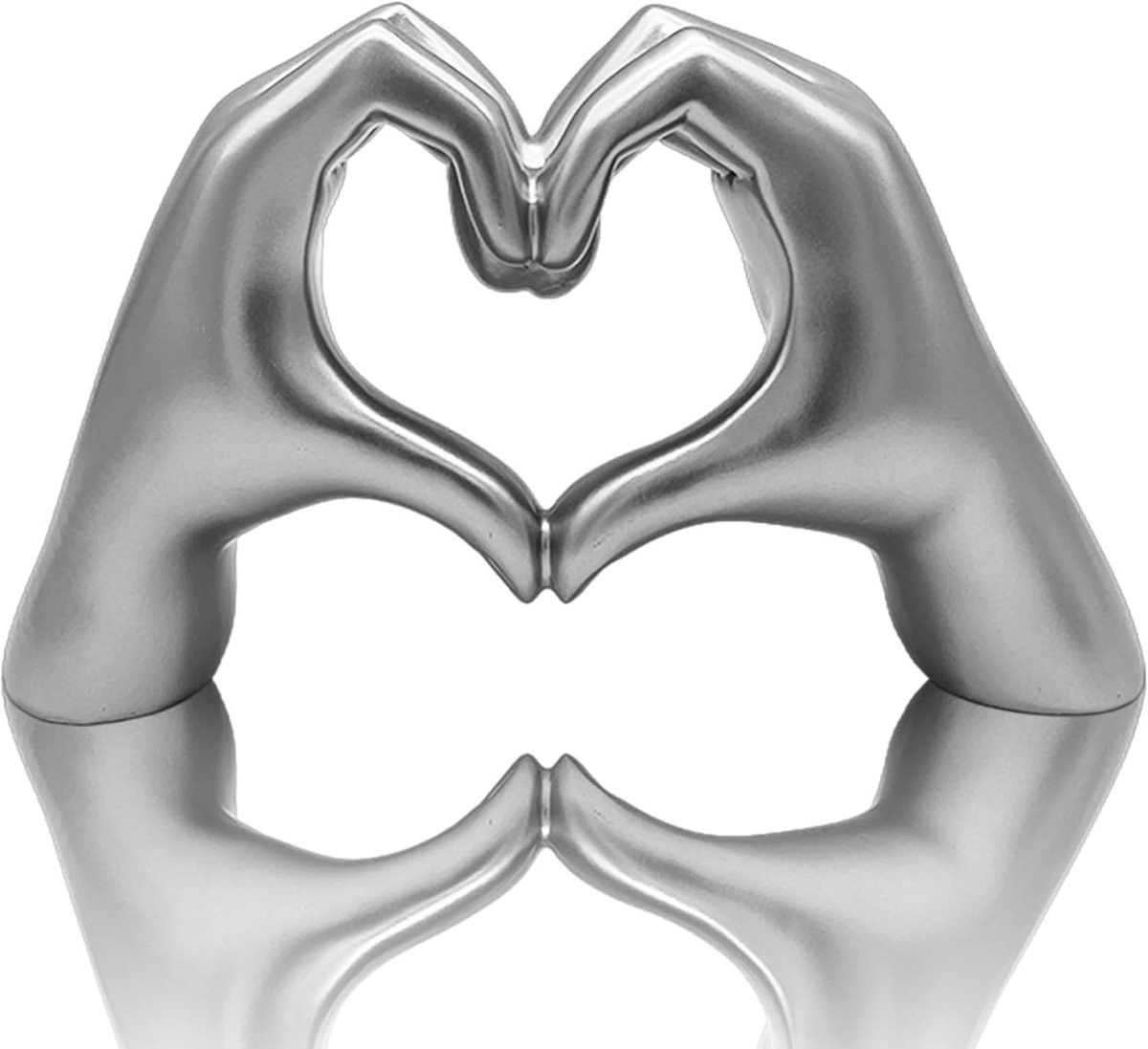 Zilveren Liefde Hand Beeld - Moderne Koppels Sculptuur voor Interieur Decoratie - Breedte: 24.5 cm
