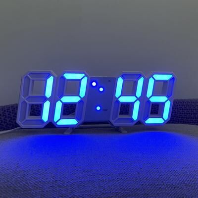 Universal Stock Lumi View LED Digital Wall Clock Display Wall Mounted Alarm Clock For Home & Office blue