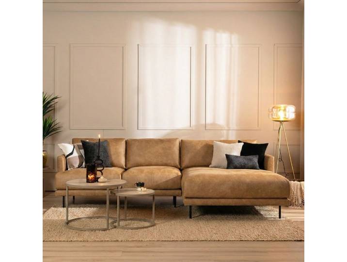 Bronx71 Ecksofa Denver Leder beige rechts