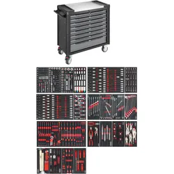 VIGOR Werkstattwagen Series XL, Edelstahl-Arbeitsplatte, mit Sortiment, V4481-X/499, Anzahl Werkzeug