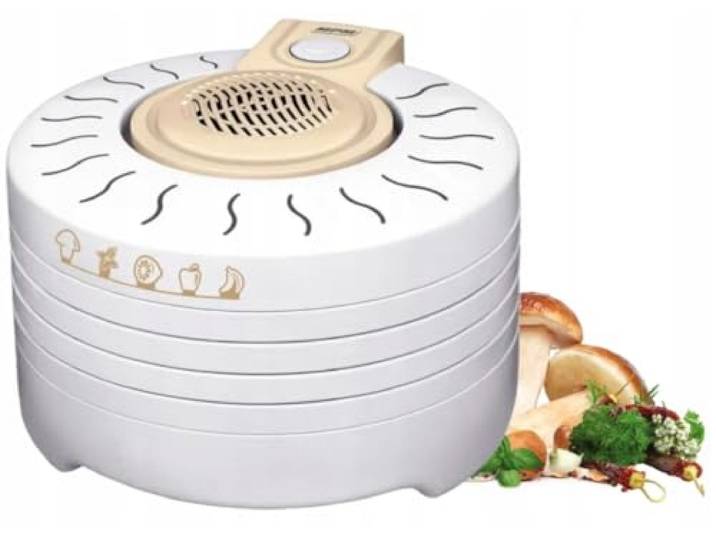 MPM MSG-03 Elektrische voedseldroger voor levensmiddelen, 4 uitbreidbare schalen van 28 cm, fruit, paddenstoelen en groenten, 250 W