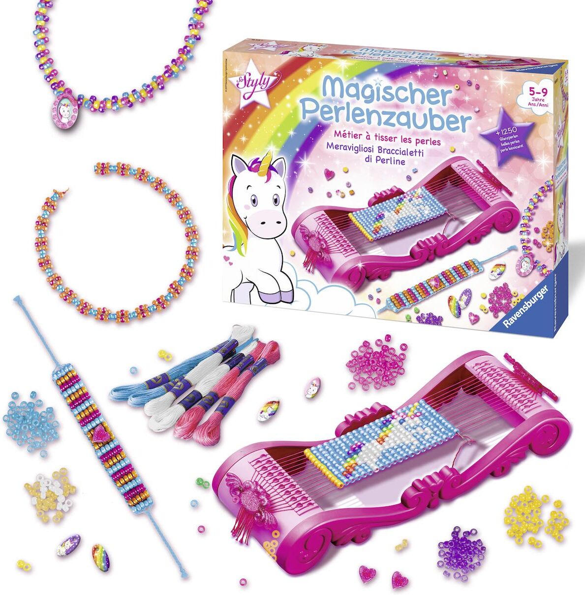 Kreativset RAVENSBURGER "So Styly, Magischer Perlenzauber Einhorn", bunt, Kreativsets, KinderB:34cm H:6cm T:13cm, Kunststoff, Kreativset, Made in Europe, B:34cm H:6cm T:13cm