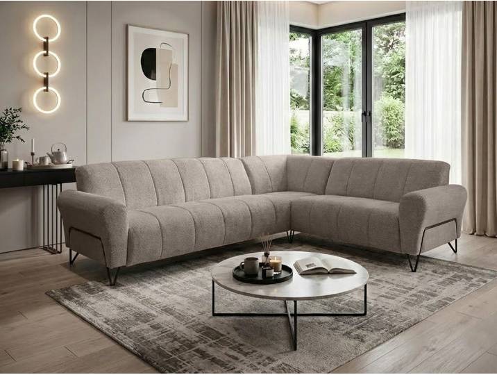 Beautysofa Ecksofa mit Metallbeine in Schwarz VOLARE L, ohne Schlaffunktion, mit höchstem Sitzkomfort