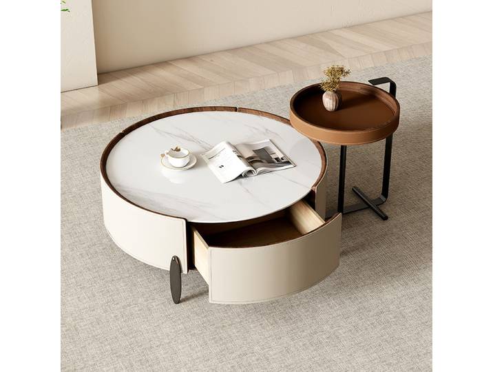 Tables de rangement Glamour pour les pièces, tables basses créatives nordiques, Tavolo Rotondo Allungabile, meubles de salon