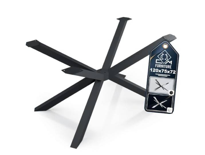 CM Furniture TISCHBEINE Spider Mittig Metall Mikado Anthrazit Tisch H: 72cm Füsse Tischuntergestell Zartes Aussehen Tischgestell Höhenverstellbar Outdoor/Haus Esstisch Kreuzgestell Anti-Kratz-Pads