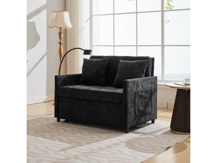 Canapé‑lit convertible une place 109x72x83 5cm noir design minimaliste meuble multifonction pour salon et studio