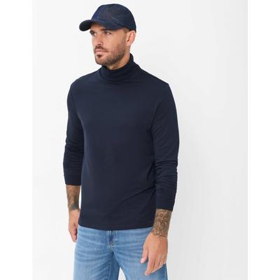 Rollkragenpullover BRAX "Style BENNO", Herren, Gr. M (50), blau (navy), 98% Baumwolle, 2% Elasthan, Pullover Rollkragenpullover