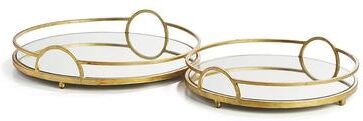 Porch & Petal Hudson Mirrored Trays Set of 2 Antique Gold - 2 Pc Set