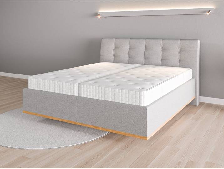 Lattenrost-Bett 180x200 Nr. 1 - Grau (Lichtgrau) - Feiner Strukturstoff