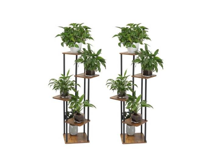 2 Support Plante Etagere Plantes à 5 Niveaux-Décoration Jardin 116x30x30CM- Brun