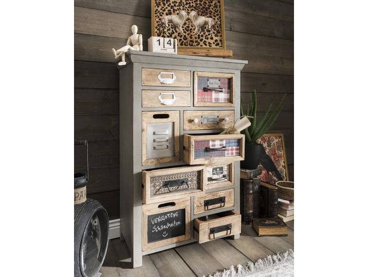 Unikat-Kommode 64x98cm 'Vintage' Mango vintage grau