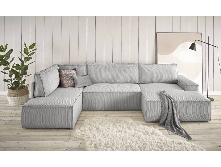 Wohnlandschaft GOODPRODUCT SHERWOOD Cord U-Form, 329 cm - OTTO. Verlässliche Qualität. , grau (hellgrau), B:329cm H:85cm T:195cm, 100% Polyester, Sofas, Wohnlandschaft, Schlaffunktion m. Bettkasten (194x139 cm), Cord, Vintage, Samtvelours