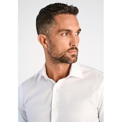 Businesshemd LINDBERGH "Business-Casual-Hemd (Kurzarm) Modern Fit", Herren, Gr. L, Normalgrößen, weiß, Obermaterial: 100% Baumwolle, Hemden