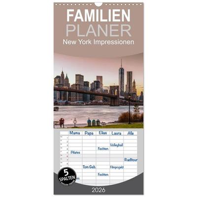Familienplaner 2026 - New York Impressionen mit 5 Spalten (Wandkalender, 21 x 45 cm) CALVENDO