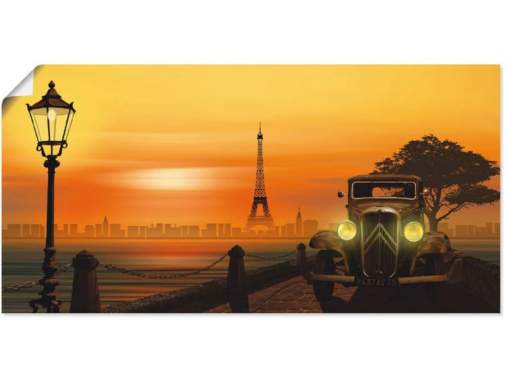 Poster ARTLAND Paris Nostalgie , orange (farbe bild(er): orange), B:100cm H:50cm, Bilder, Poster, ohne Rahmen