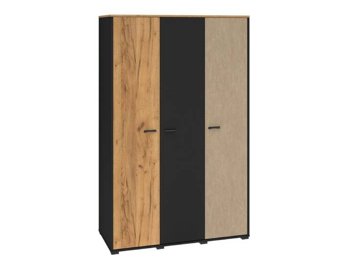 Armoire 3 portes Zoran Noir et Bois