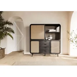 Highboard Mango 150x40x160 dunkelgrau lackiert VALENCIA #211