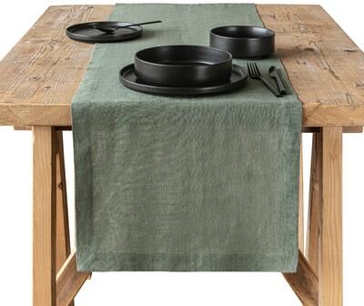 over&back Washed 100% Linen Table Runner - Machine Washable