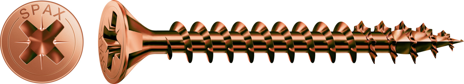 SPAX Universalschraube Brüniert - Vollgewinde, Senkkopf, Kreuzschlitz, 4CUT 1081140450405