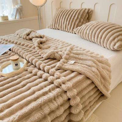 Uplift Treasures Thick Striped Multifunction Blanket Bed Cover khaki 27.56 39.37 In