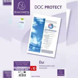 Exacompta 5385E 5x Packung mit 10 Stück Schutzhüllen einfach aus glattem PVC 150μ, für Format 24x32cm - Kristall