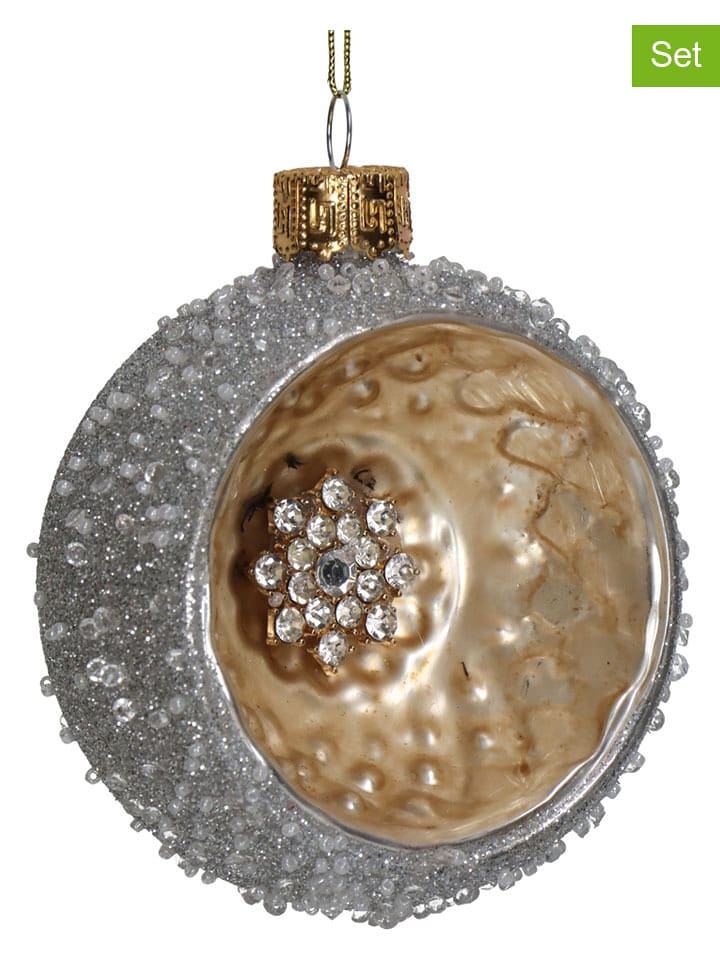 Kersten 2er-Set: Christbaumkugeln in Silber - Ø 8 cm - onesize