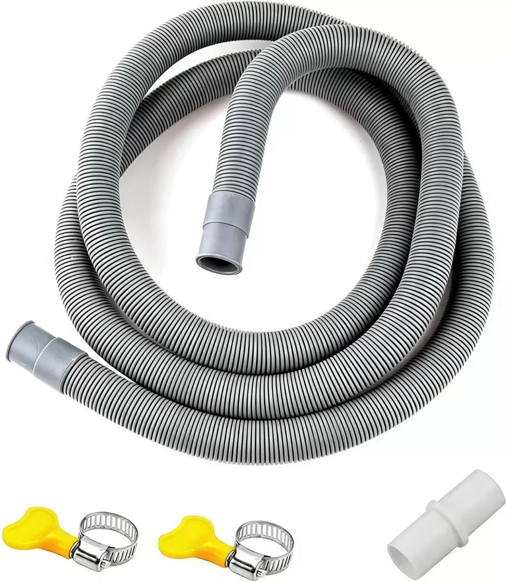 INF Tuyau d'évacuation renforcé pour lave-linge à tambour – PVC+PP+acier inoxydable, rallonge flexible universelle 0.5m–4m 1,5 m