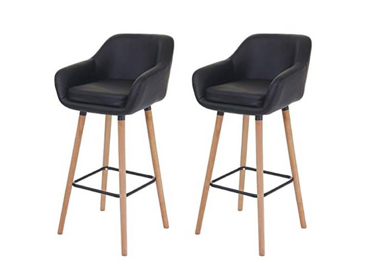 PROREGAL 2er-Set Barhocker Oslo mit Lehne Sitzhöhe 79cm Kunstleder Schwarz Barstuhl Tresenhocker