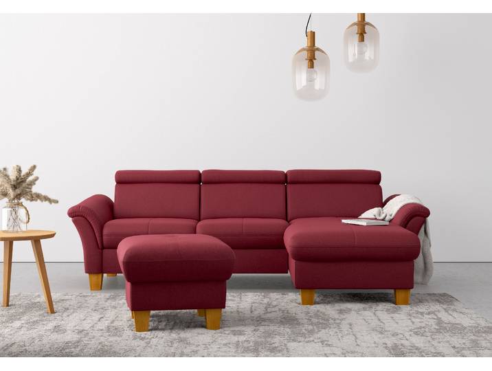 Ecksofa, Bordeaux, 258x169 cm, Polyester, Mit Klappbaren Rollen, Modern, Home-affaire