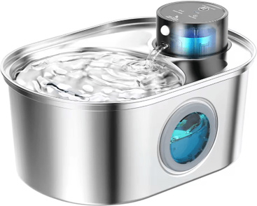 Inspire Picks AquaPurr Wireless Stainless Steel Pet Water Fountain 108oz Rechargeable Motion Sensor Drinker only Pet Water