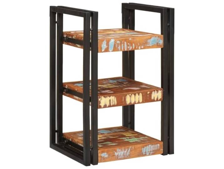 KUTYWEXFM Nachttisch 2er Set Braun Schwarz Massivholz Altholz Rustikales 2er Set Nachtkonsolen fürs Schlafzimmer mit Schublade und Regalböden für ordentlichen Stauraum.