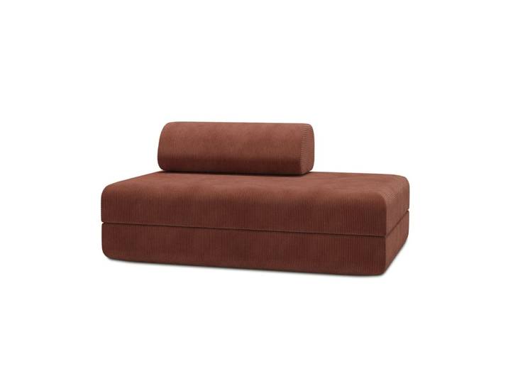 Canapé convertible et modulable 2 places en velours terracotta
