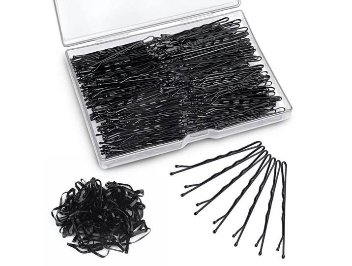 Haarnadeln und Haargummis Set 300 Stück Schwarz, Metall, 8.5x1.2x12.5 cm, Freizeit & Co, Wellness & Gesundheit, Körperpflege