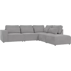 ECKSOFA modularer Leox Hellgrau Samt-Stoff