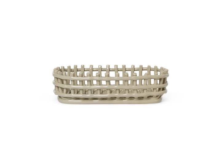 Ferm Living Panier oval tressé Ceramic 15x30 cm Cashmere