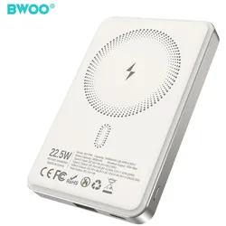Bwoo P82 BO 10000mah 15w power bank wireless charging light grey (10000 mAh, 22.50 W), Powerbank, Grau