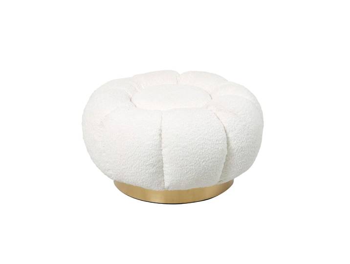 Pouf en tissu bouclé en forme de fleur d65 blanc