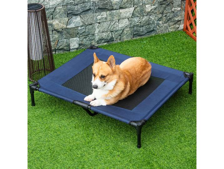 PawHut Lit Surélevé Chien Chat Textilène Acier