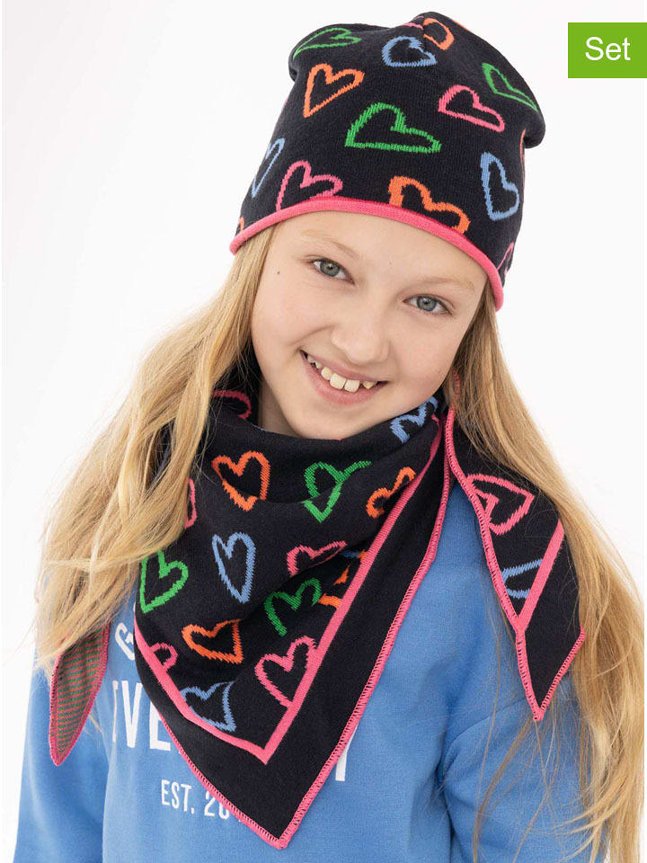 Zwillingsherz 2tlg. Accessoires-Set "Colorful Hearts" in Schwarz/ Bunt - onesize